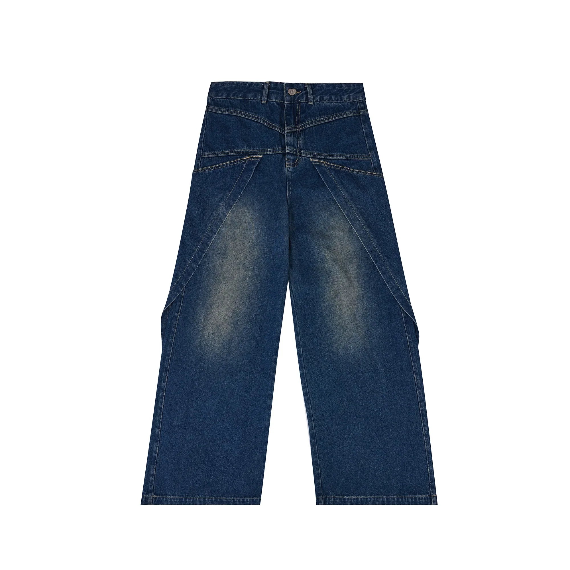 Double Layered Design Short Denim Jacket & Wide Leg Denim Jeans Setup