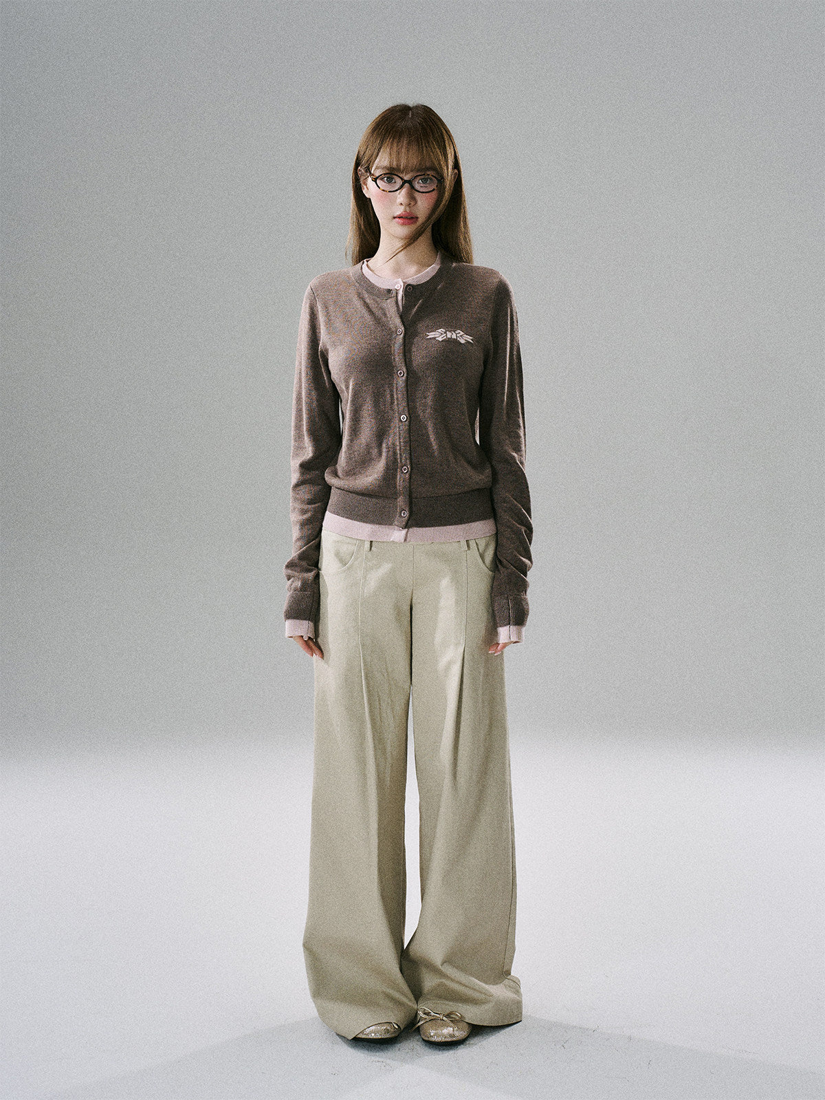 Logo Embroidery Knit Cardigan