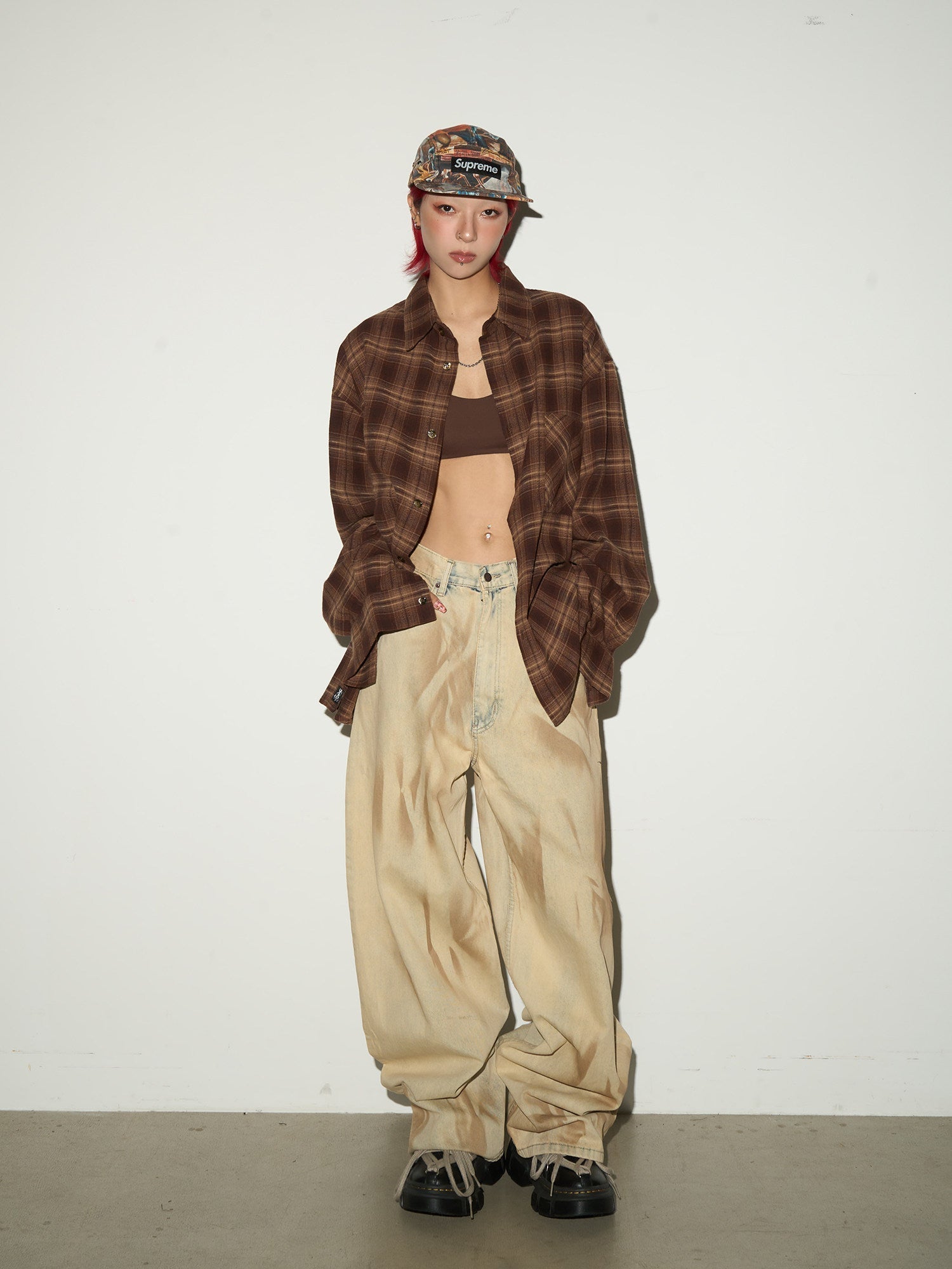 Tie-Dye Washed Damage Wide Leg Denim Jeans