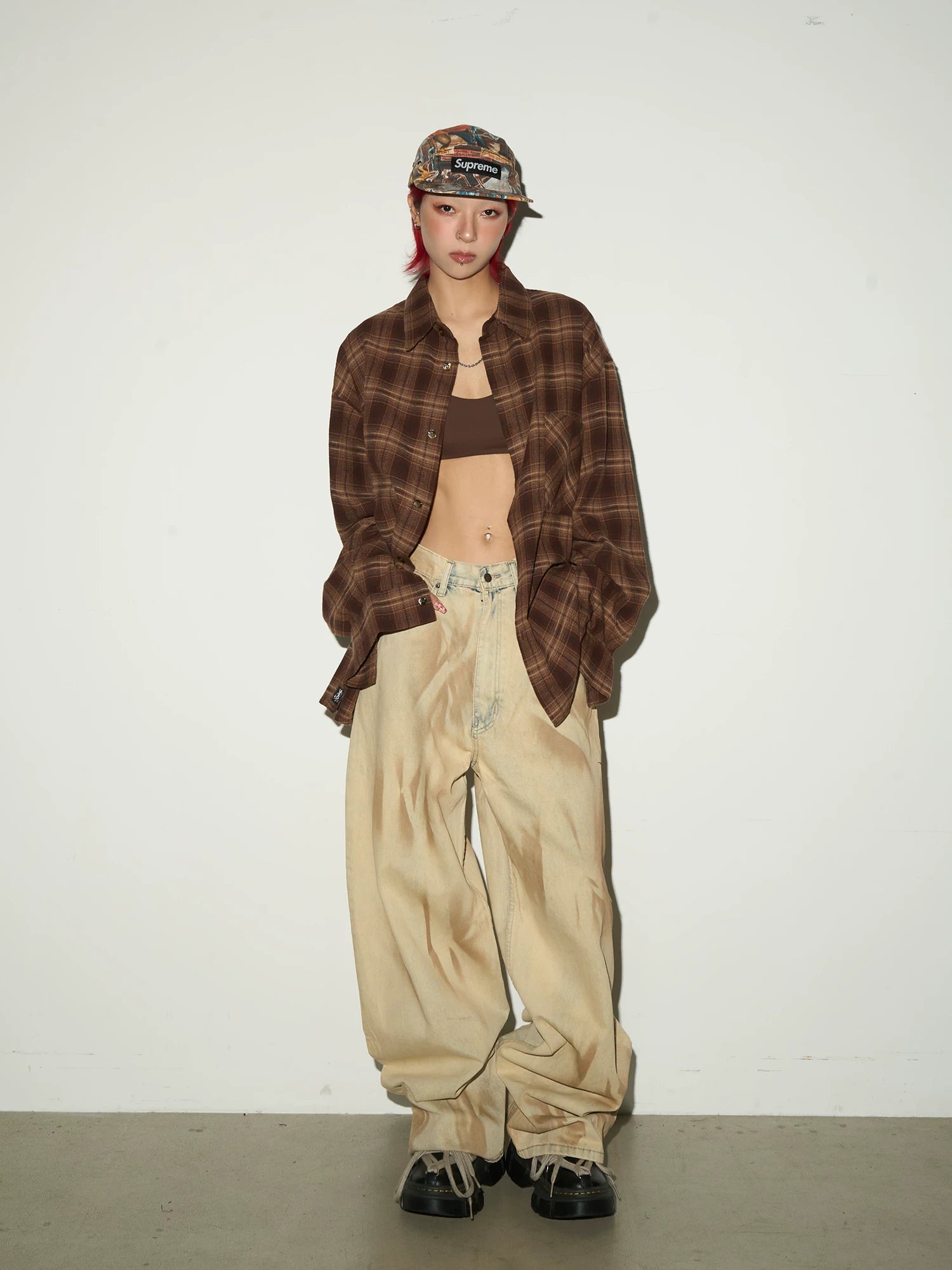 Tie-Dye Washed Damage Wide Leg Denim Jeans