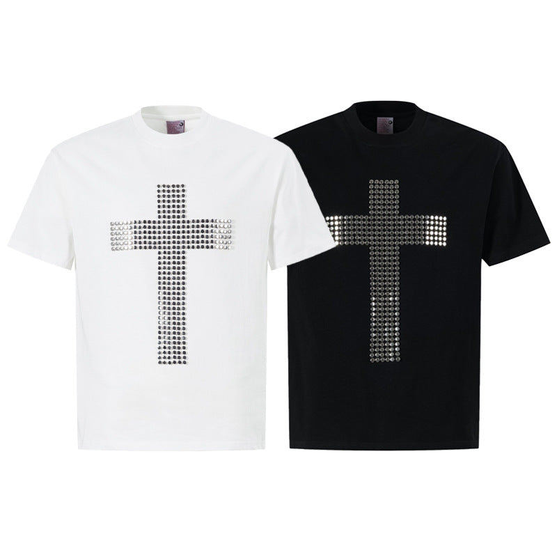 Cross Patch Beads Short Sleeve T-Shirt