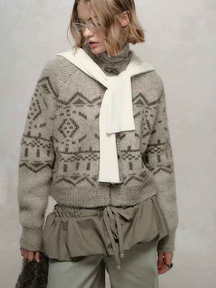 Fair Isle Jacquard Knit Cardigan