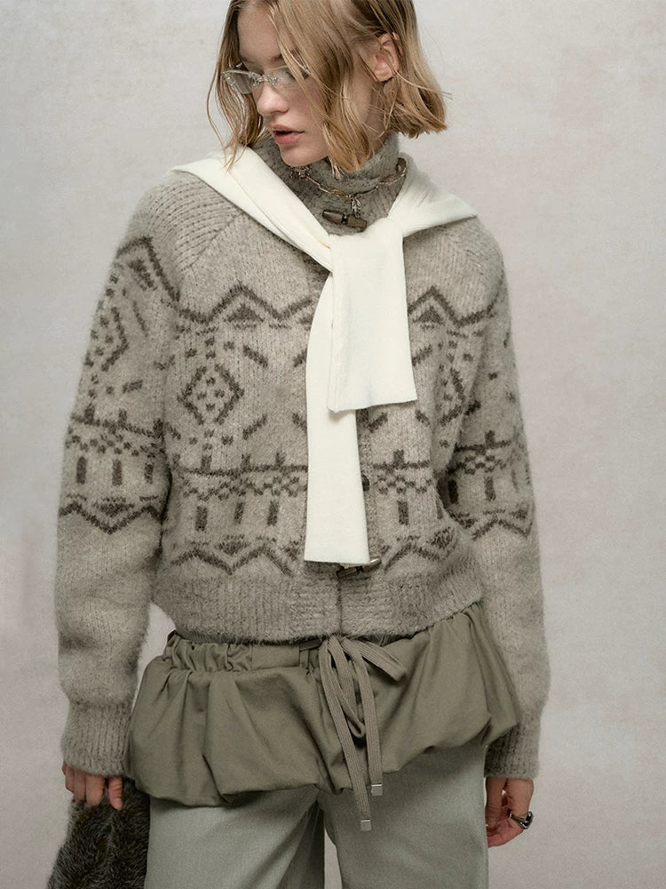 Fair Isle Jacquard Knit Cardigan