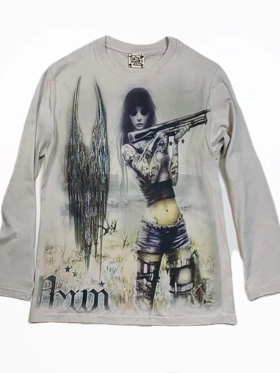 Japanese Anime Print Long Sleeve T-Shirt