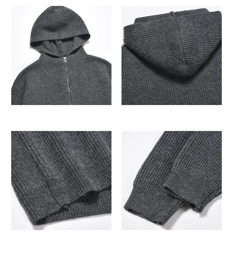 Cardigan en tricot à capuche
