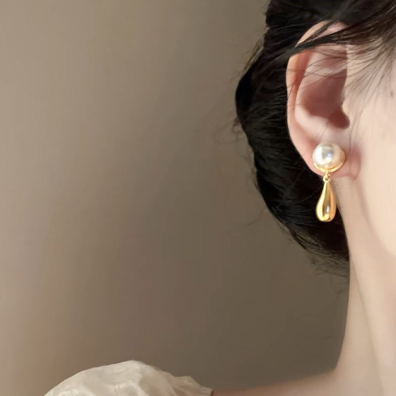 French Vintage Pearl Metal  Earrings