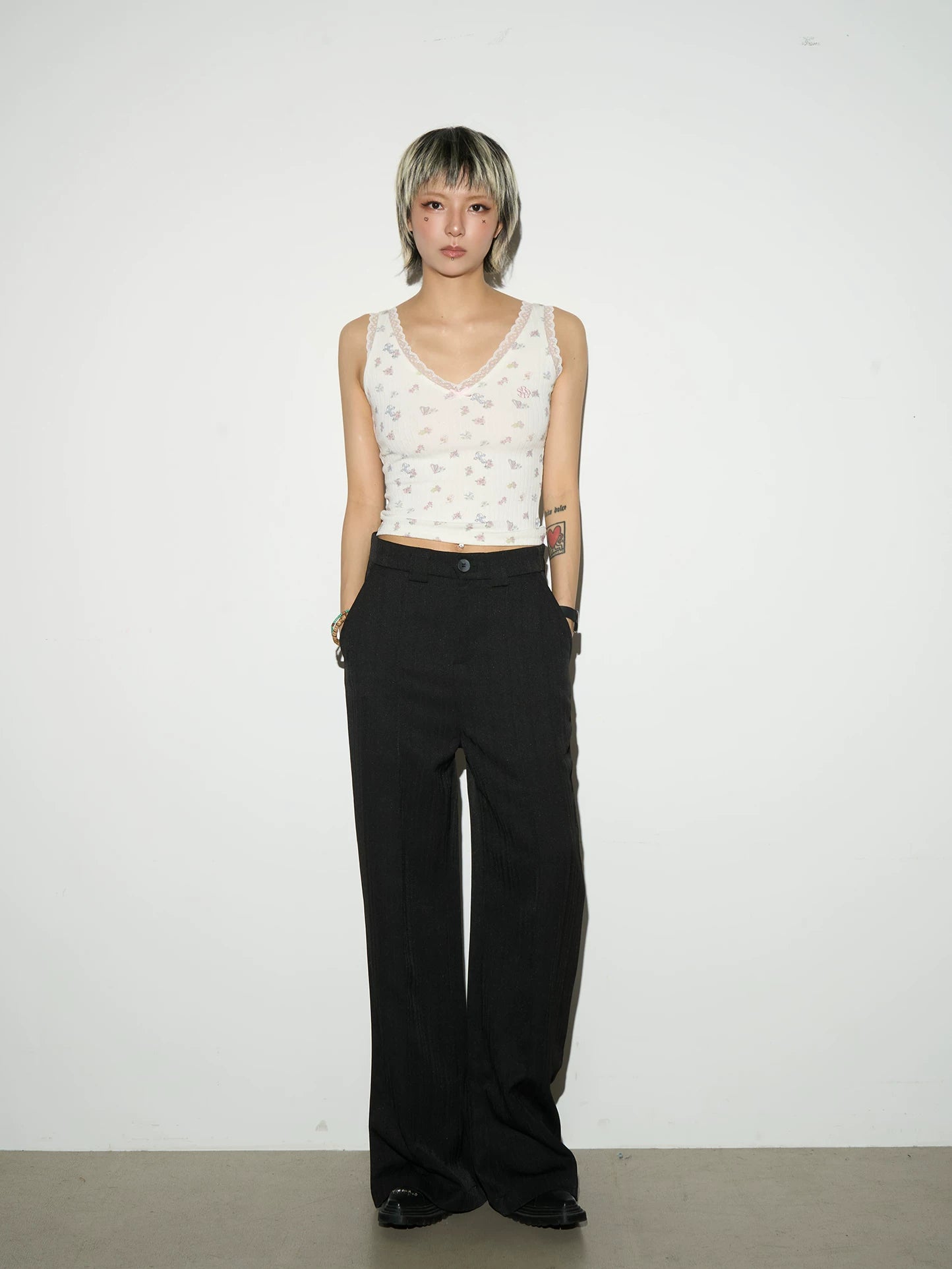 Shoulder-Pad Draped Tailored Jacket & Trousers Setup
