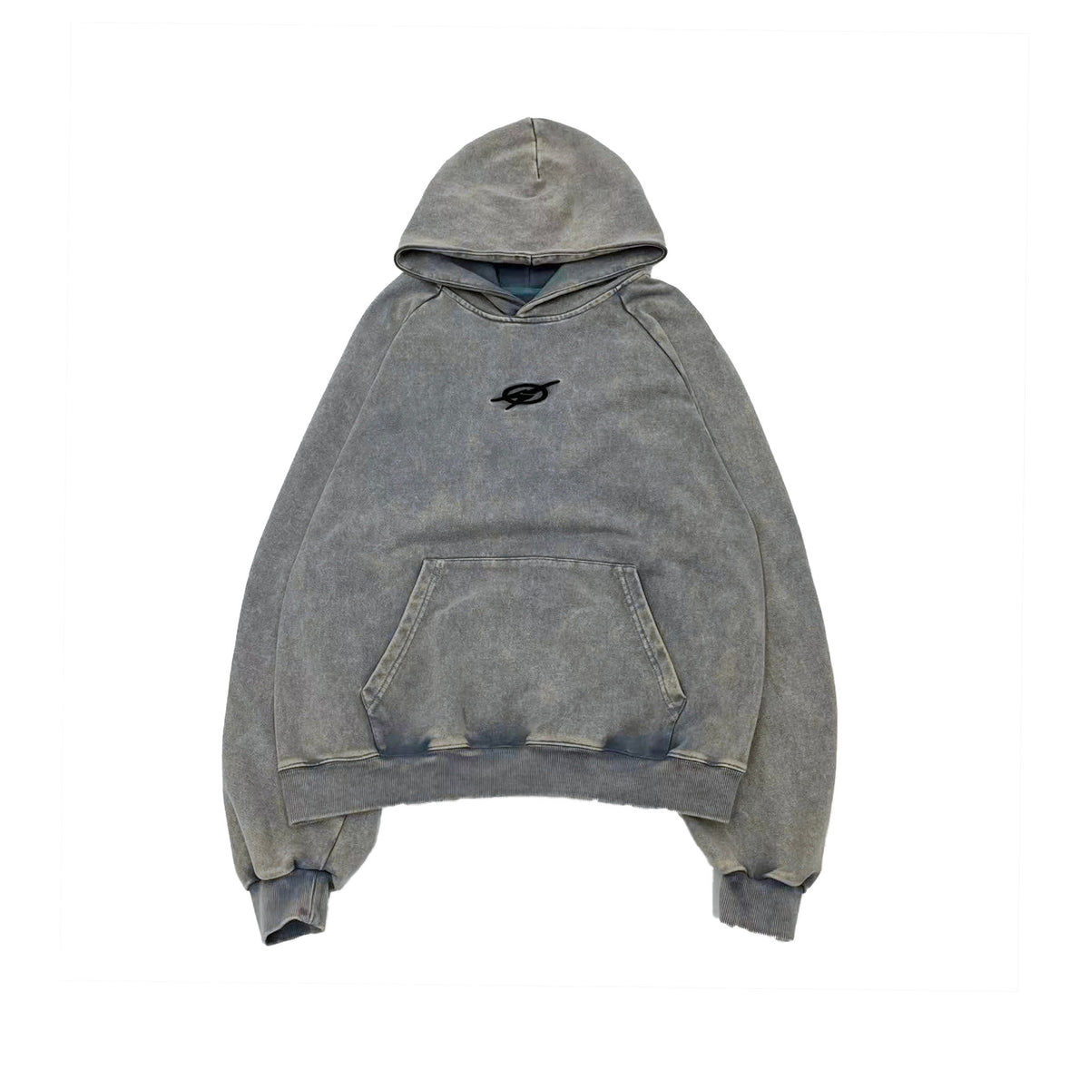 Washed Pleated Sleeve Oversize Pullover Hoodie