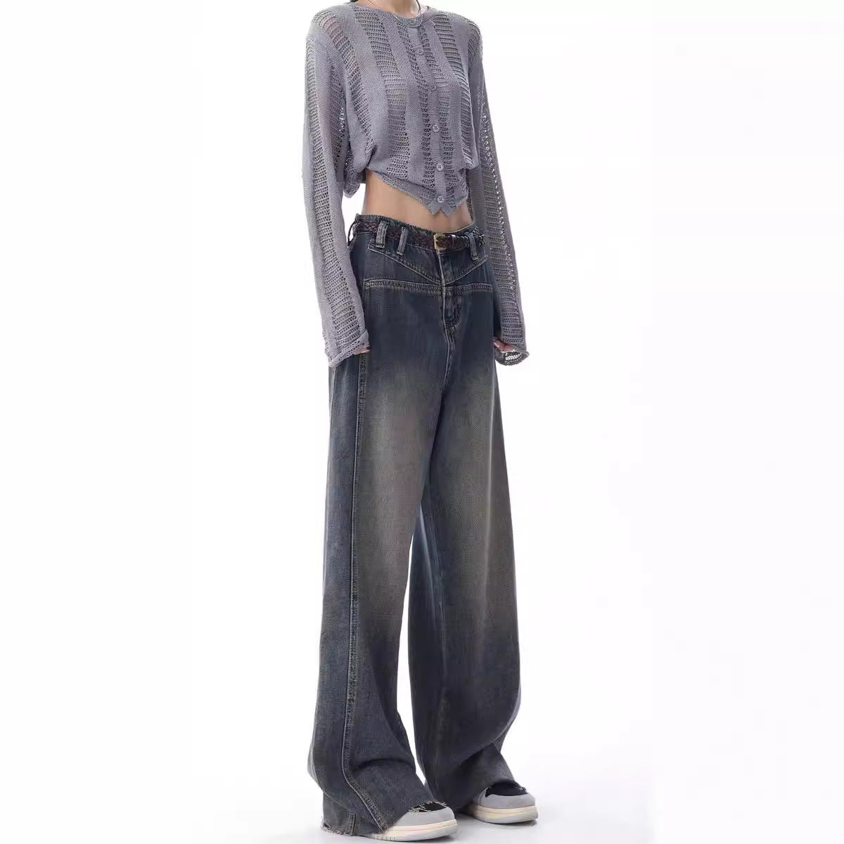 Y2K High Waist Nostalgic Wide Leg Women's Jean