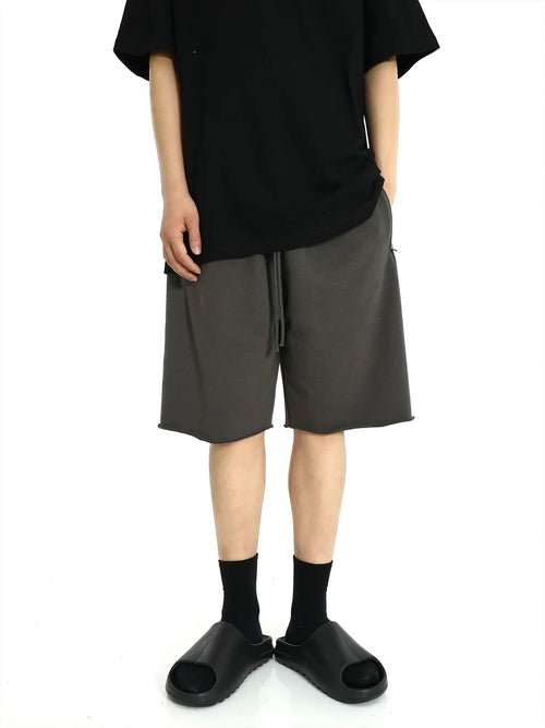 Edge Cut Washed Short Sweatpants - Gray / S