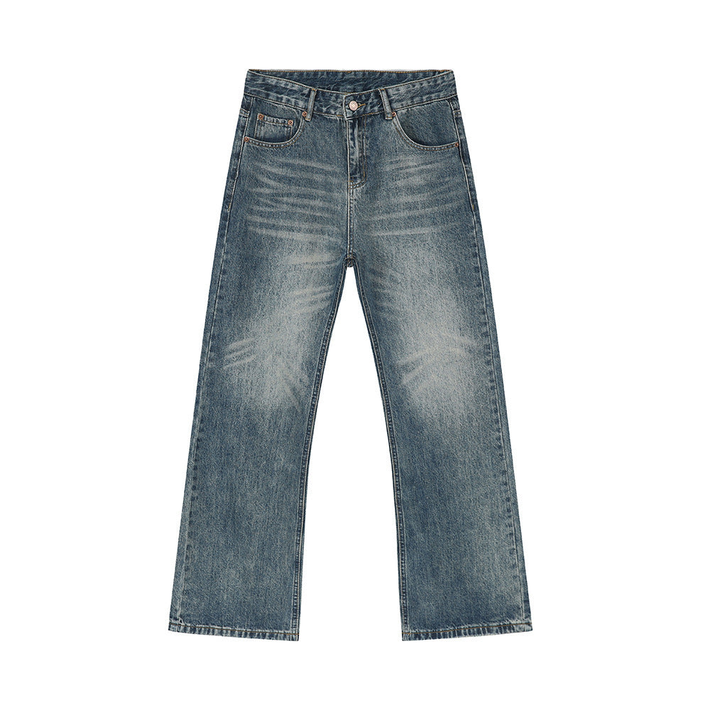 Distressed Wide-Leg Washed jeans