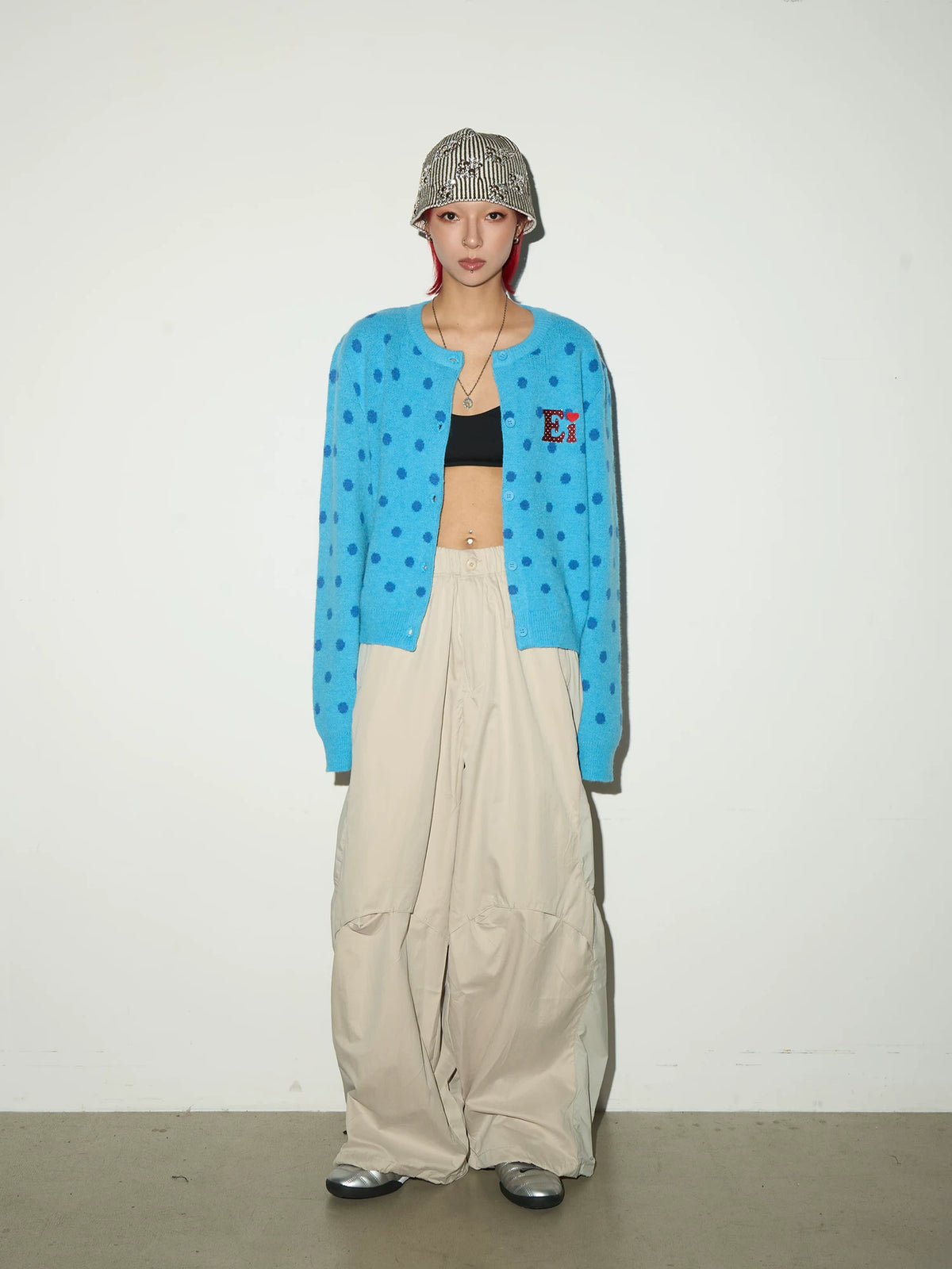 Oversize Nylon Hooded Jacket & Panel Wide Leg Pants Setup