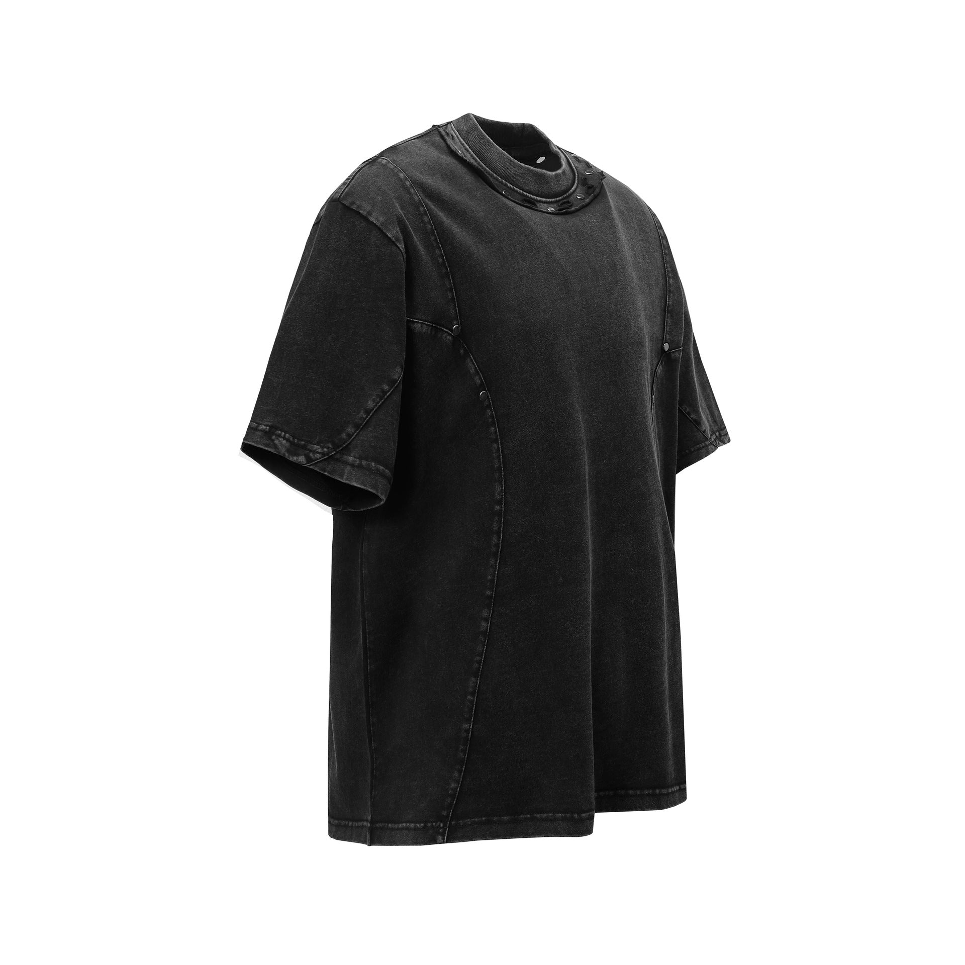 Heavy Washed Fade Stitching Short Sleeve T-Shirt