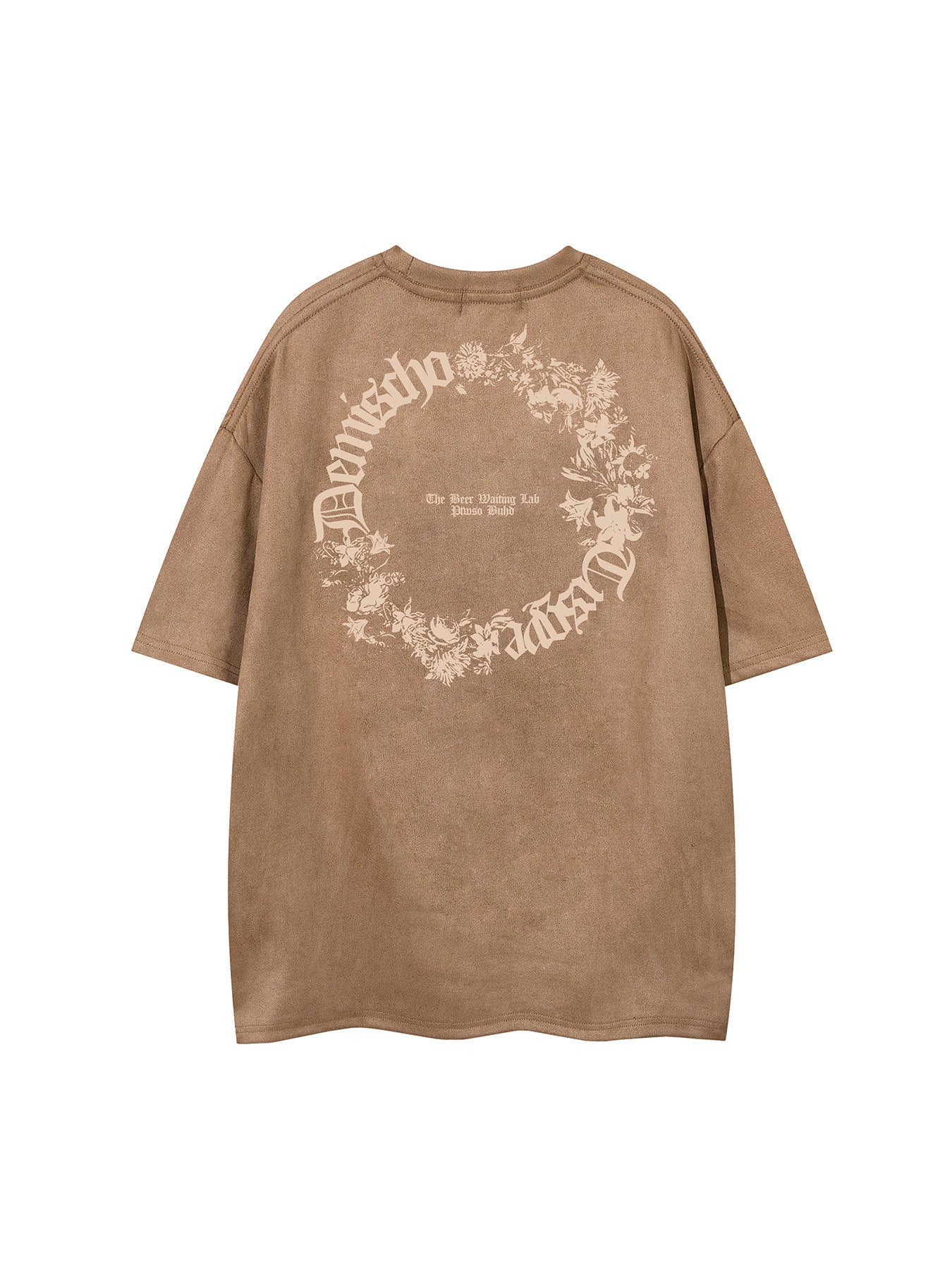 Suede Letter Print Short Sleeve T-Shirt