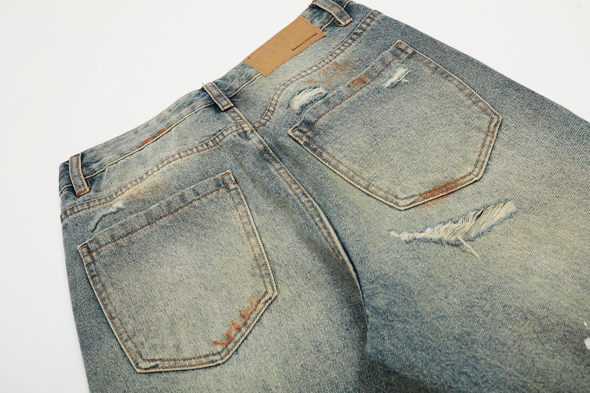 Dirty Washed Damage Flare Denim Jeans