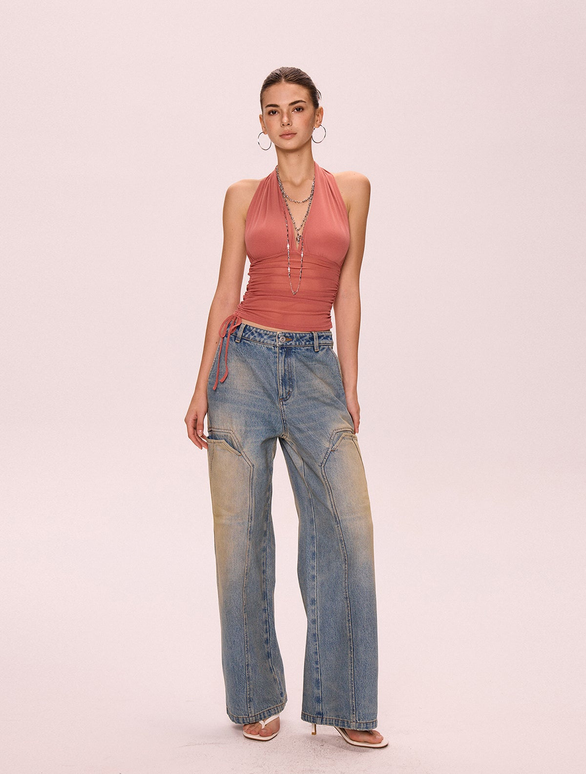 Halterneck Camisole Off-The-Shoulder Top