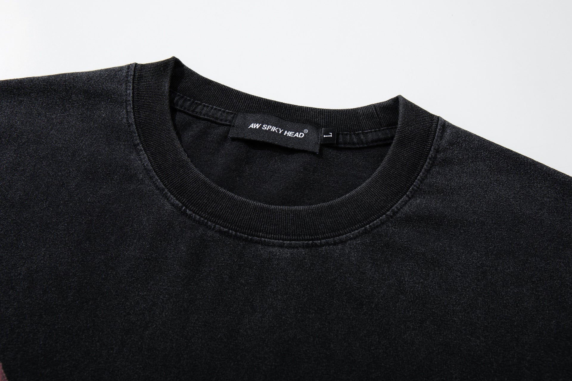 Washed Portrait Letter Print Short Sleeve T-Shirt