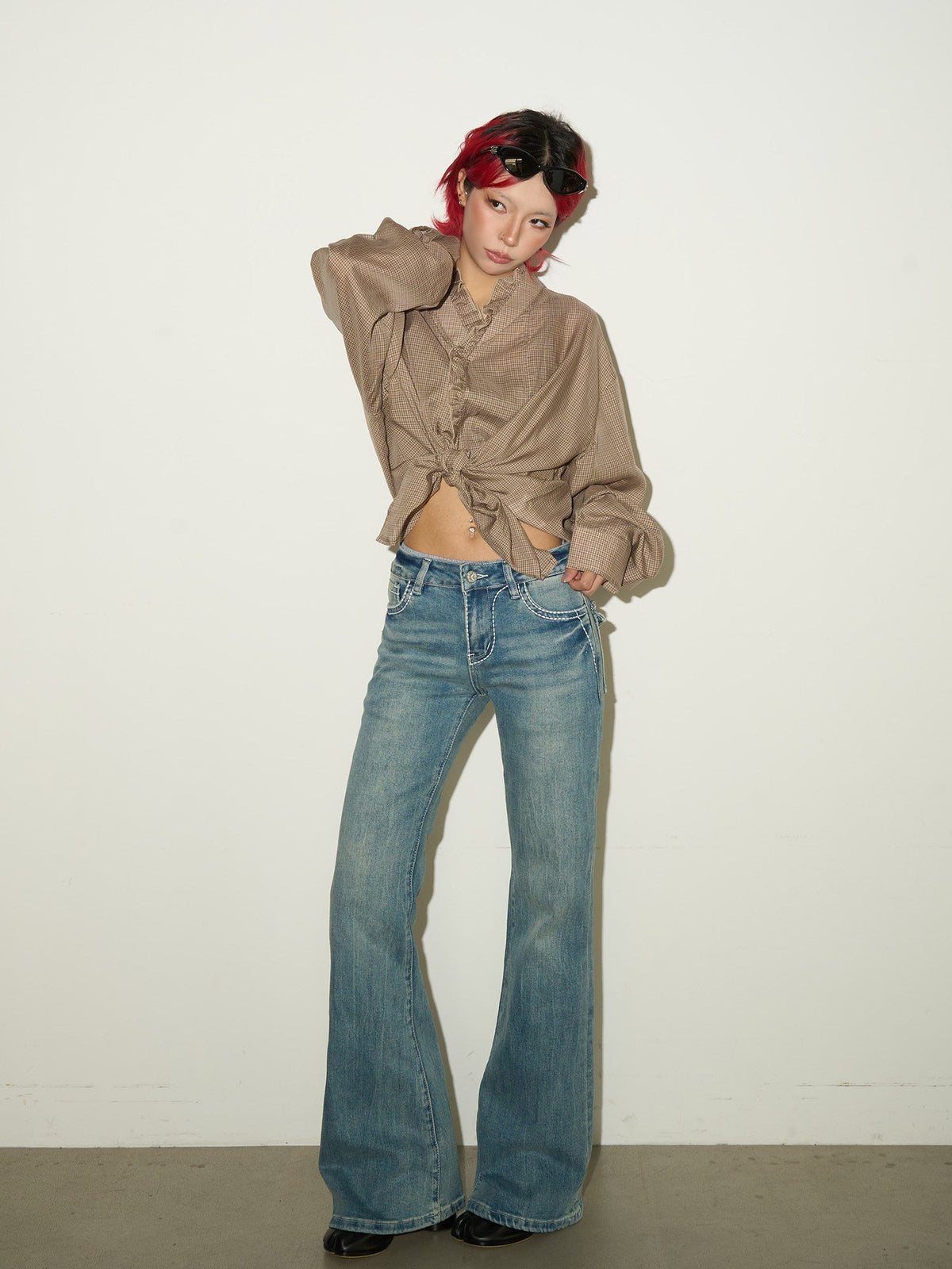 Low Rise Wash Flare Denim Jeans