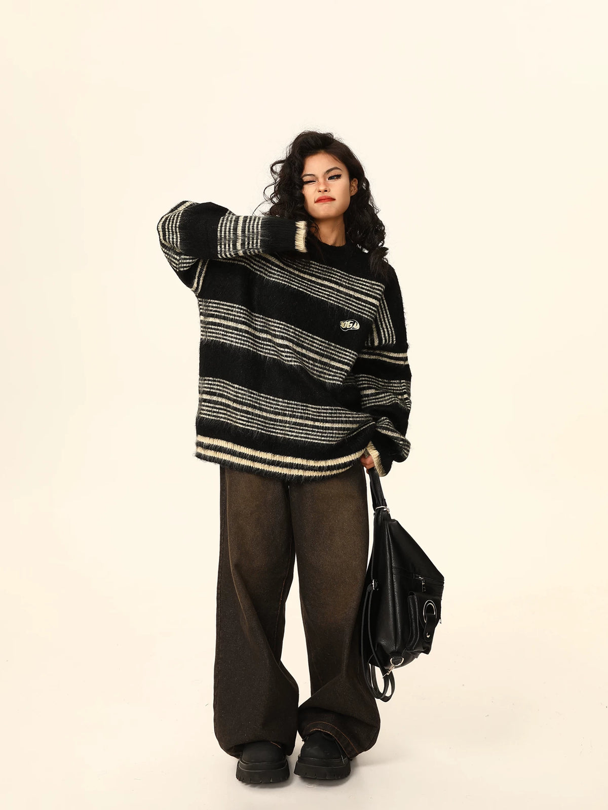 Oversized Striped Knit Sweater
