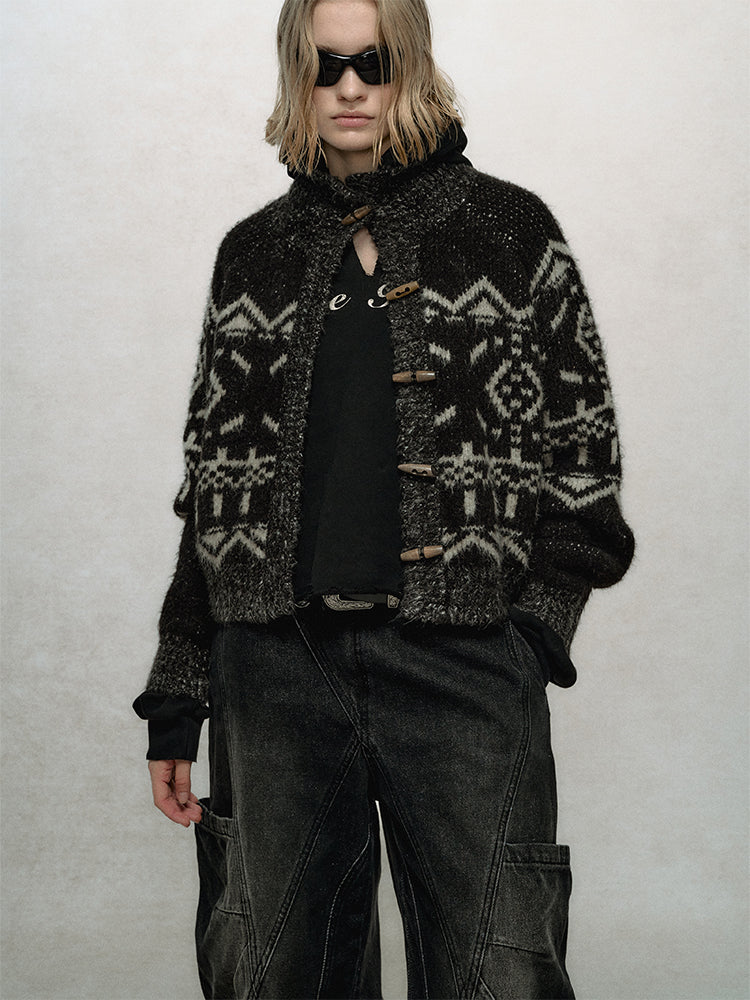 Fair Isle Jacquard Knit Cardigan