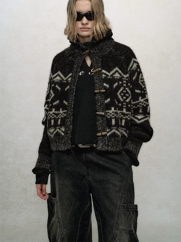 Fair Isle Jacquard Knit Cardigan