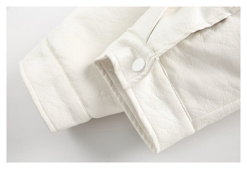 Chaqueta retro de cuero sintético blanco