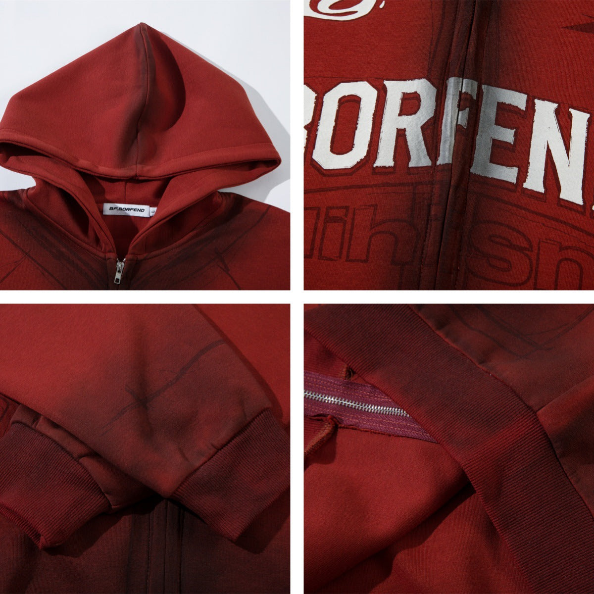 Washed Spray-Paint Letter Print Oversize Pullover Hoodie