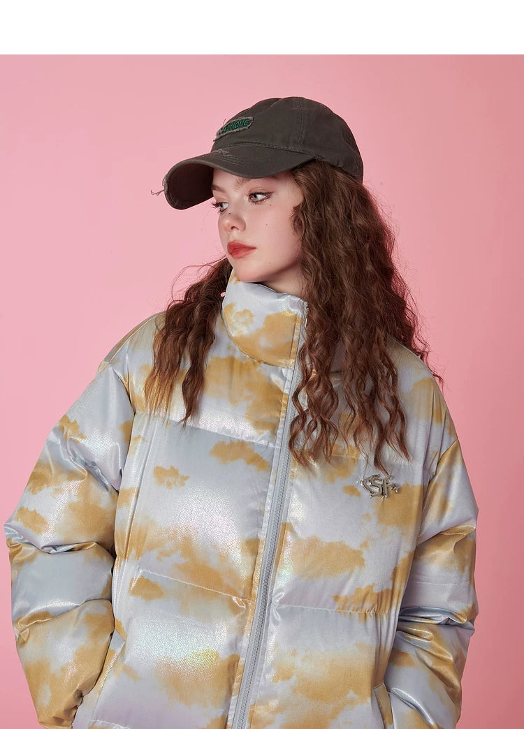Oversize High-Neck White Duck Down Jacket