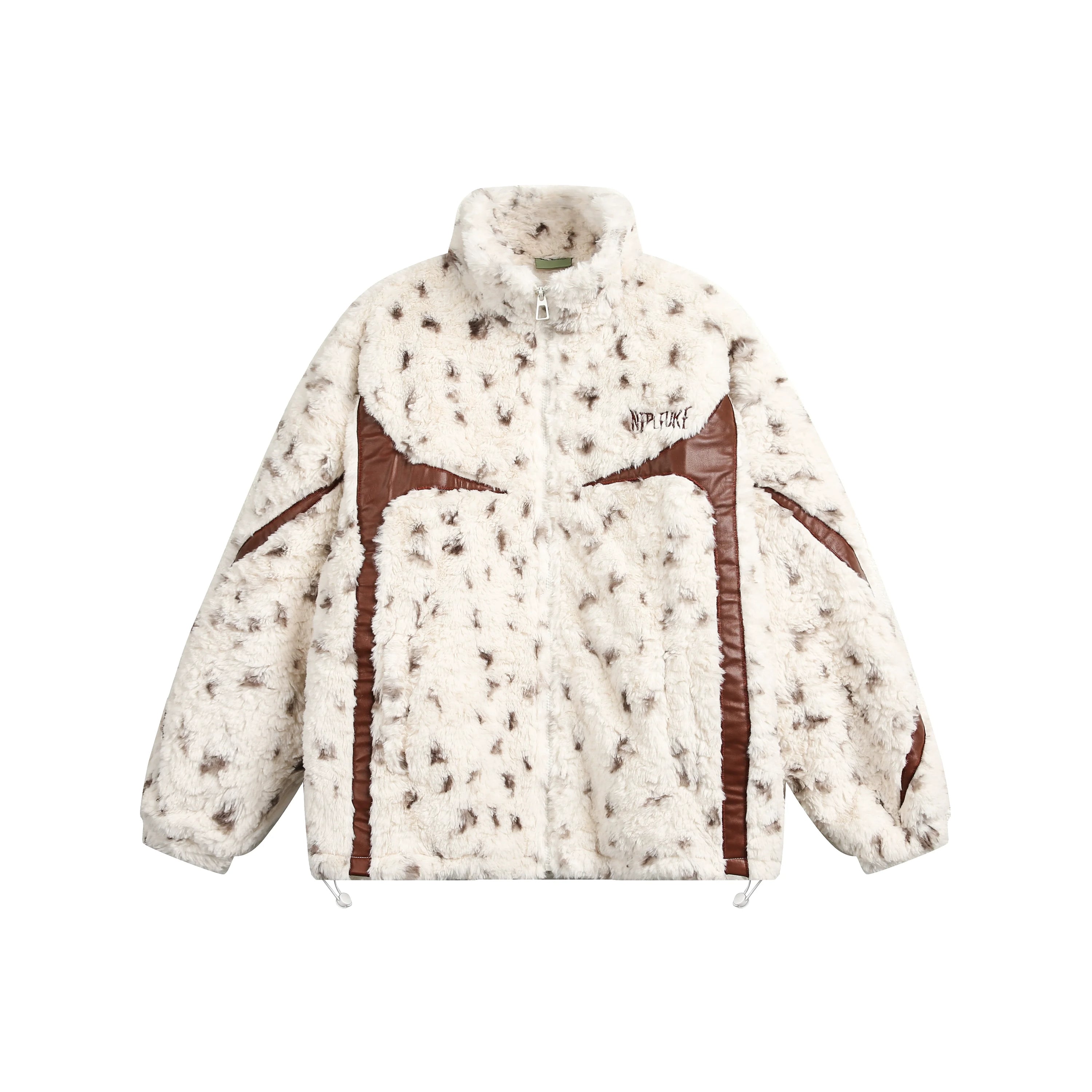 Beige Oversized Fleece Puffer