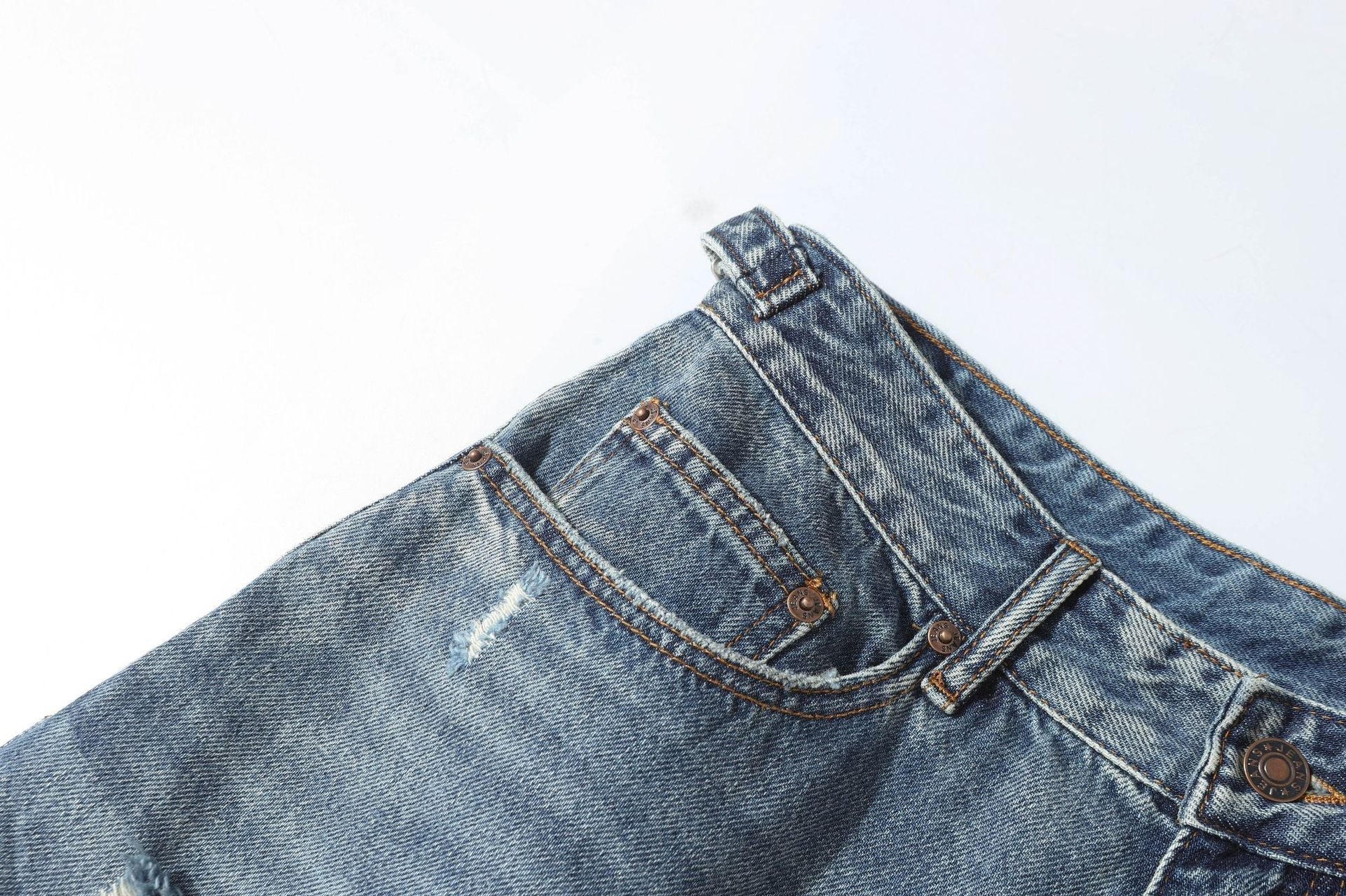Washed Damage Denim Jort