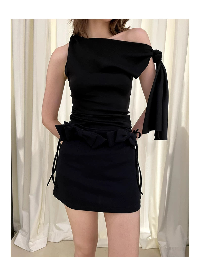Off Shoulder Strap Tops & Half Skirt Setup