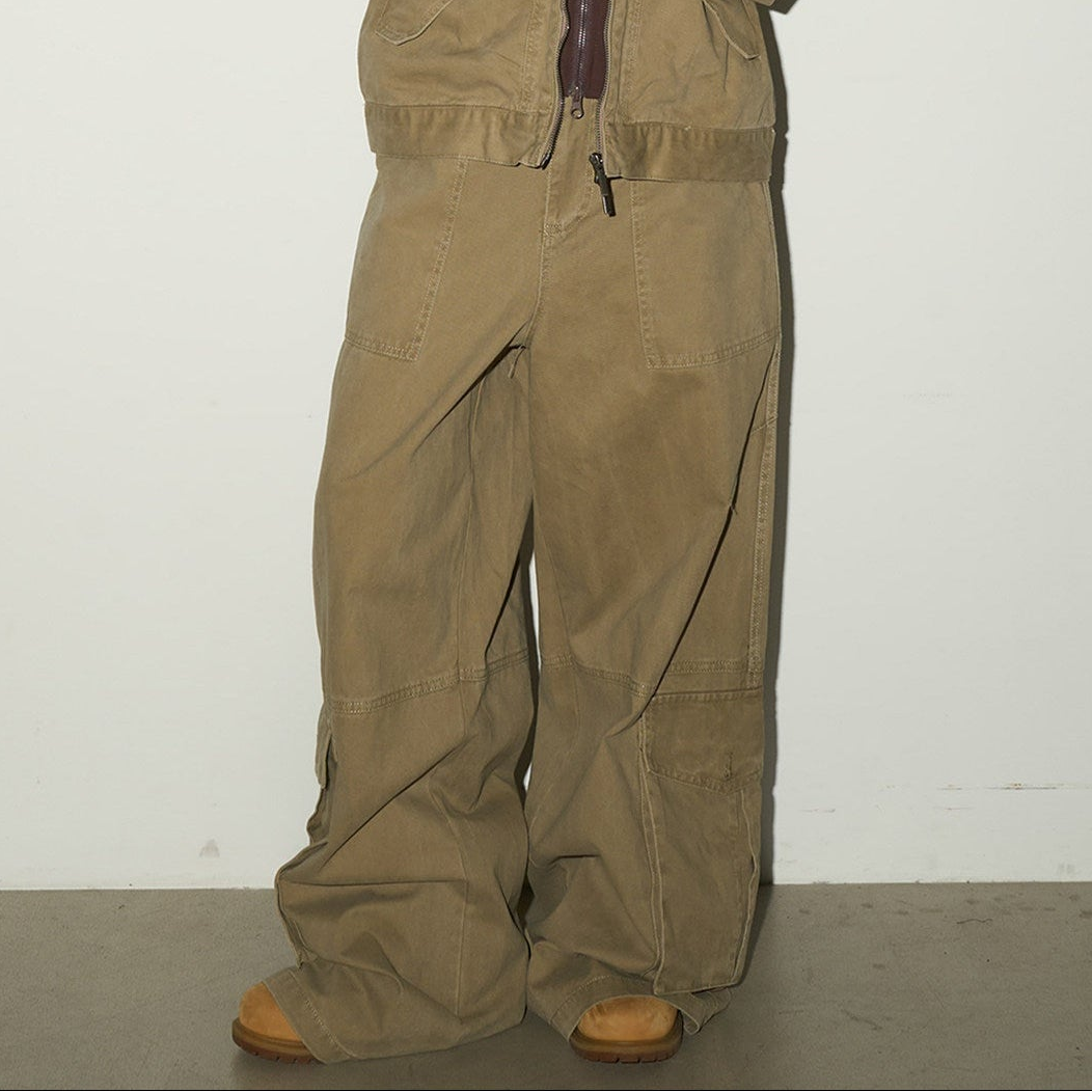 Fake Layered Hooded Jacket & Multi Pocket Cargo Pants Setup