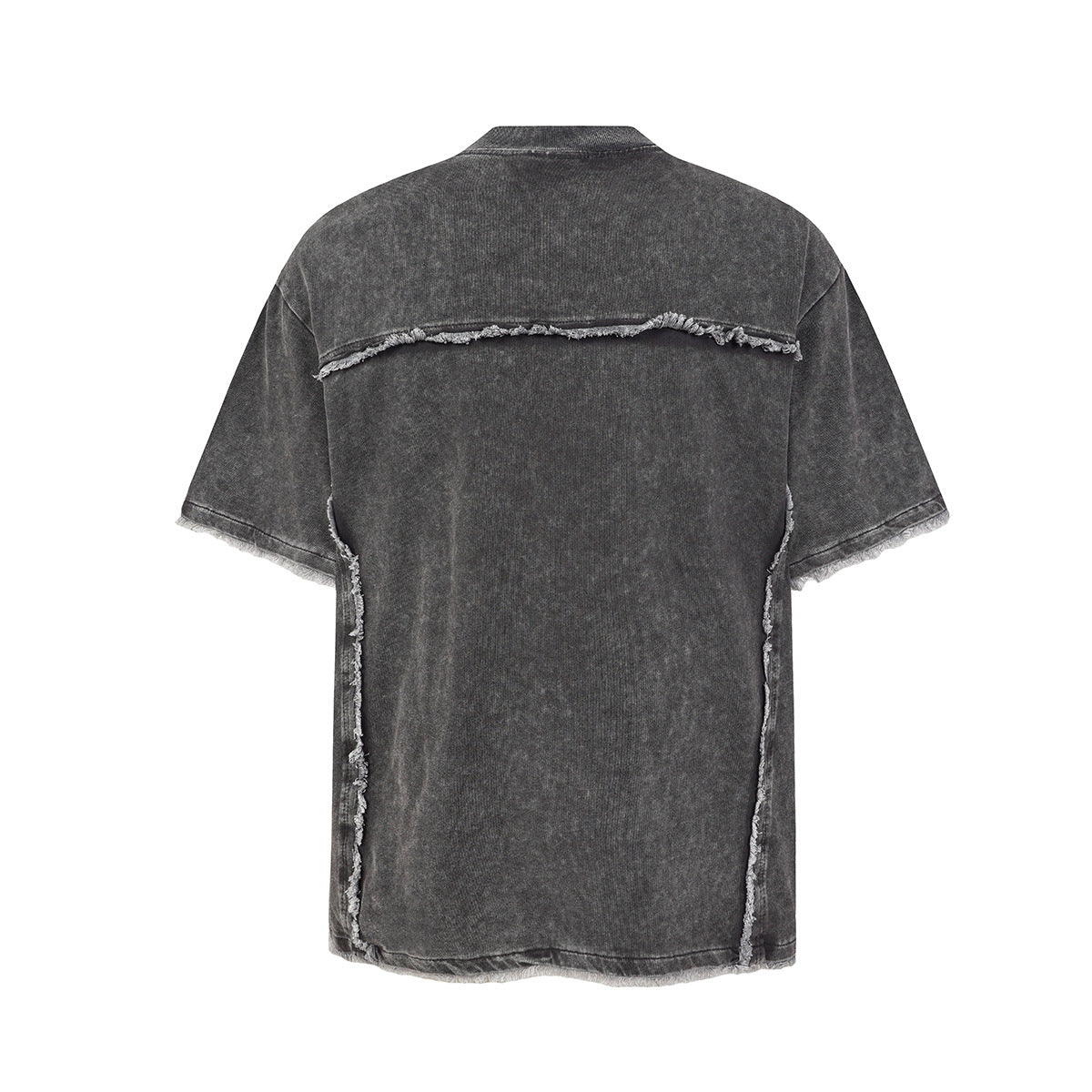 Acid Washed Raw-Edge Splice Short Sleeve T-Shirt
