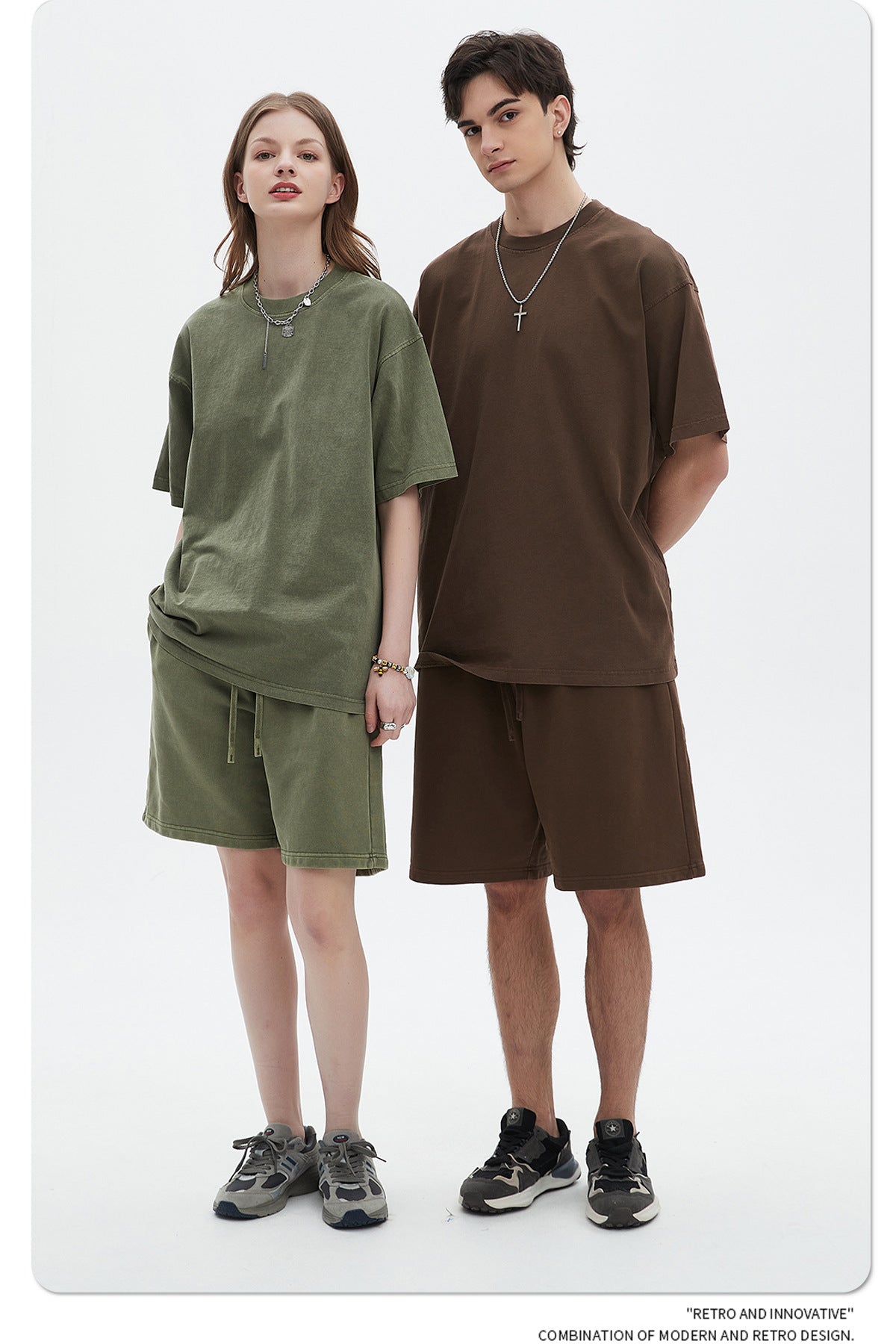 Oversize Washed Short-sleeve-T-shirt & Washed Short Sweatpants Setup