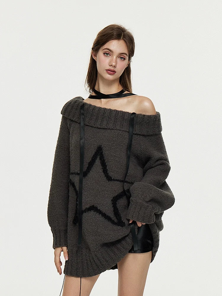 Multi-Way Off-Shoulder Wool Knit Sweater & Leg Cover