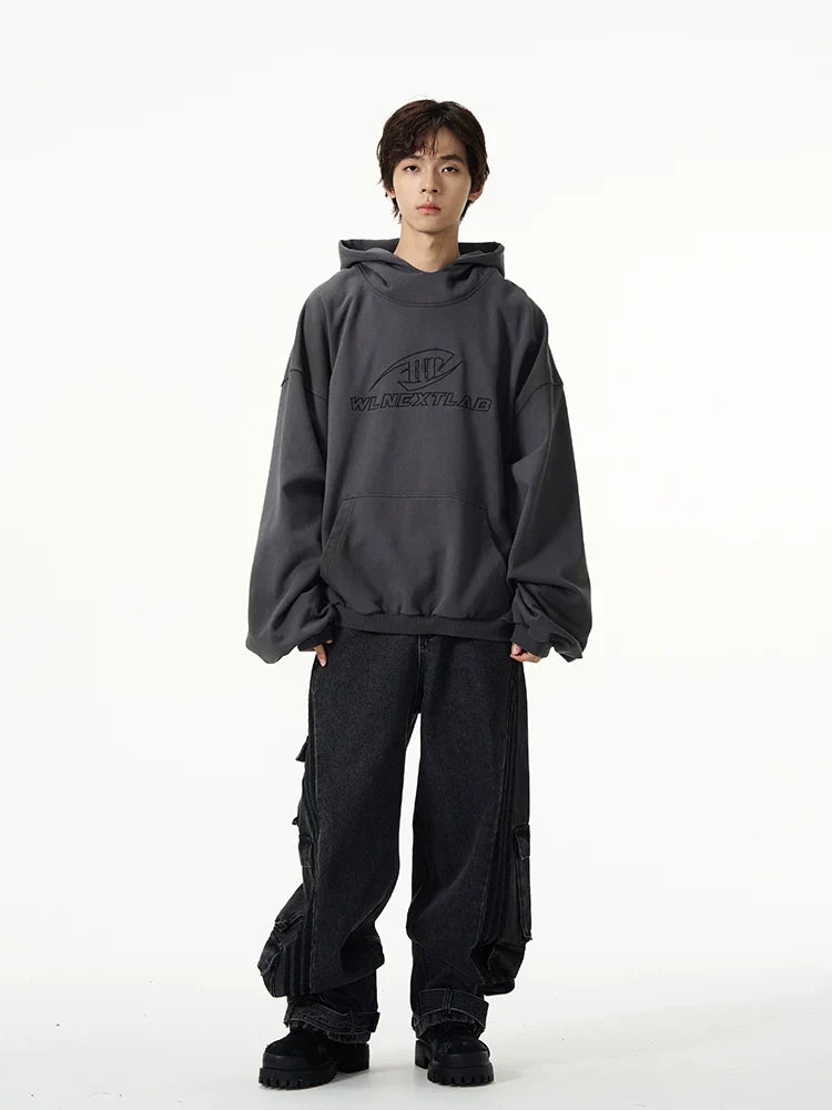 Felpa con cappuccio oversize ricamata