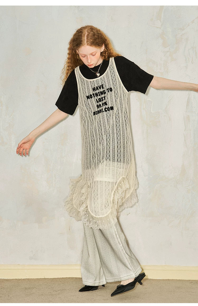Embroidery Hollow Lace Tank Top Dress