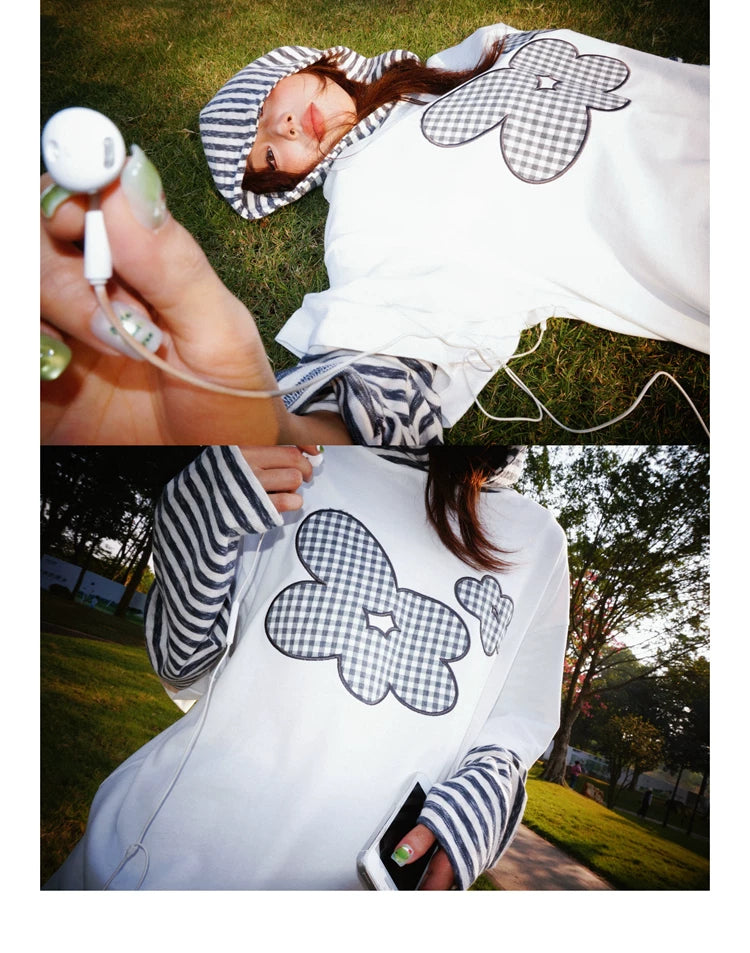 Flower Graphic Layered-Look Hoodie