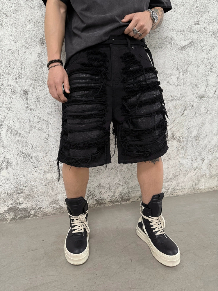 Torn Destroyed Washed Denim Short Jeans