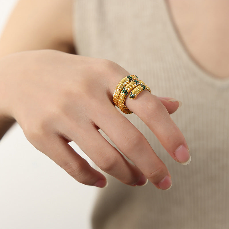 Retro Gold-Plated With Diamonds Ring