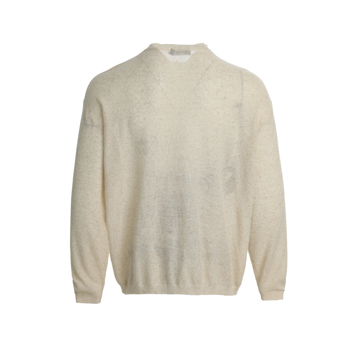 Openwork Linen Henley Neck Knit Sweater