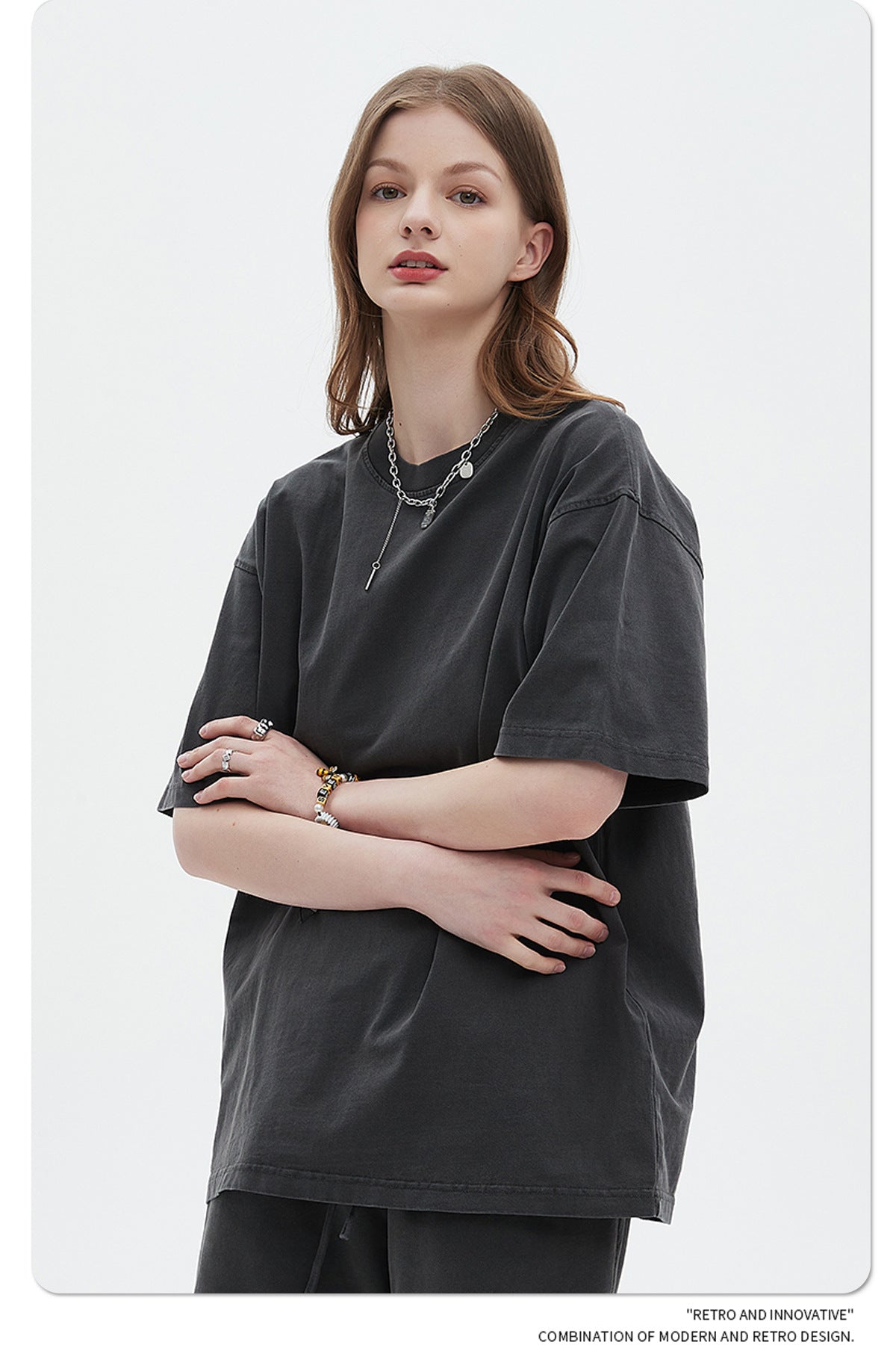 Oversize Washed Short-sleeve-T-shirt & Washed Short Sweatpants Setup