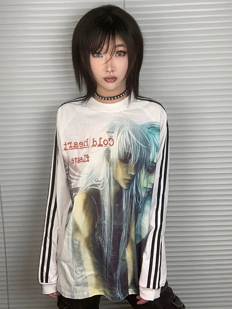 Heavyweight Y2k Video Game Character Print Long Sleeve T-Shirt