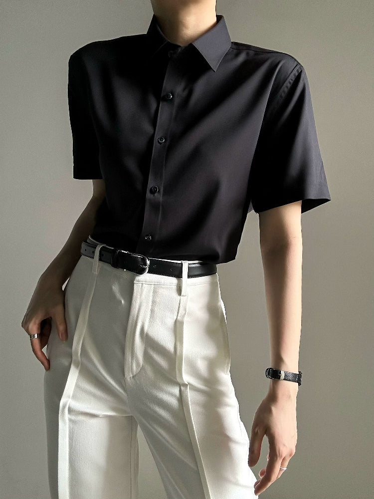 Plain Design Short Sleeve Shirt