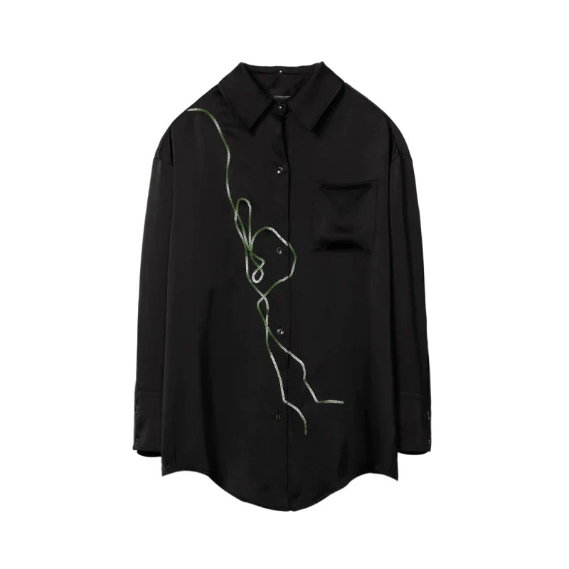 Bead Embroidery Chinese Style Long Sleeve Shirt