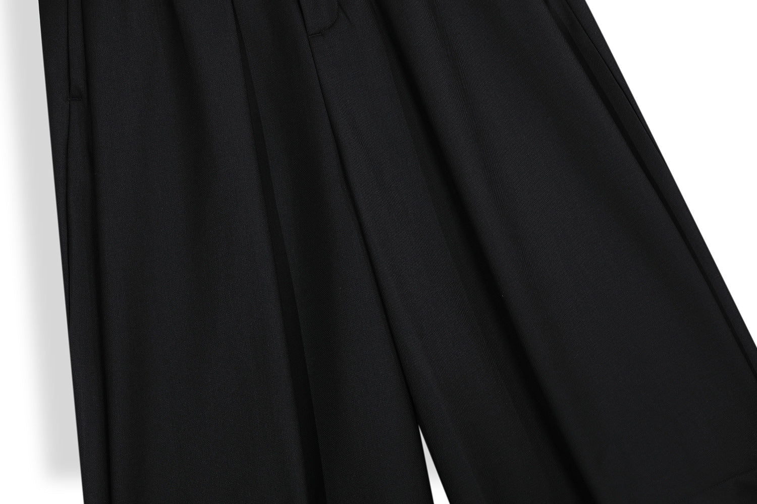 Wide Leg Pleats Half Trousers