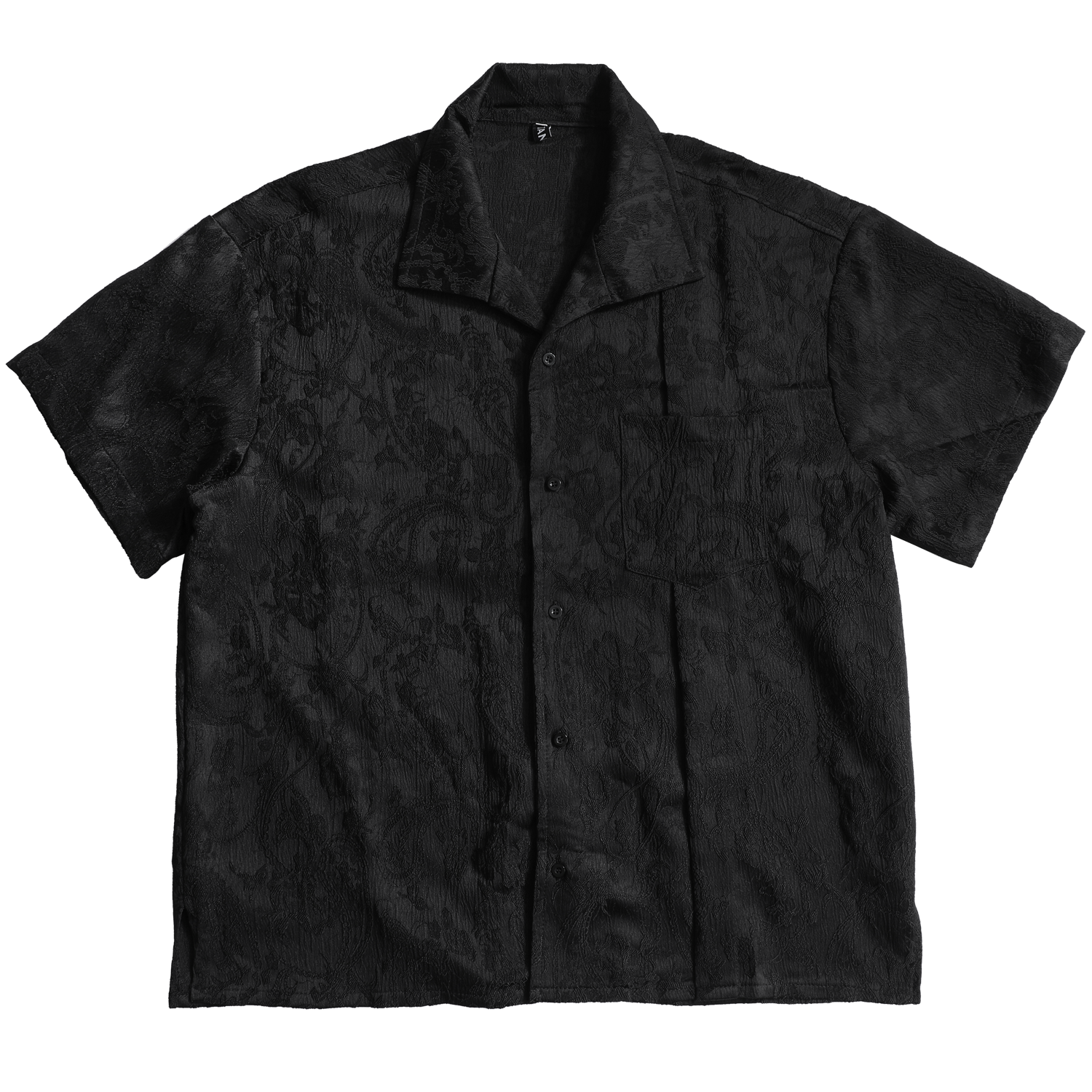 Side Slit Jacquard Short Sleeve Shirt
