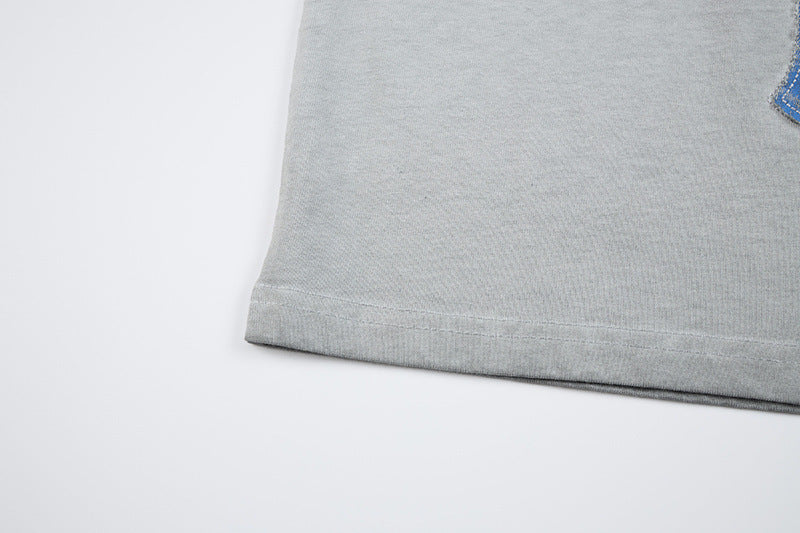 Washed Cross Applique Short Sleeve T-Shirt
