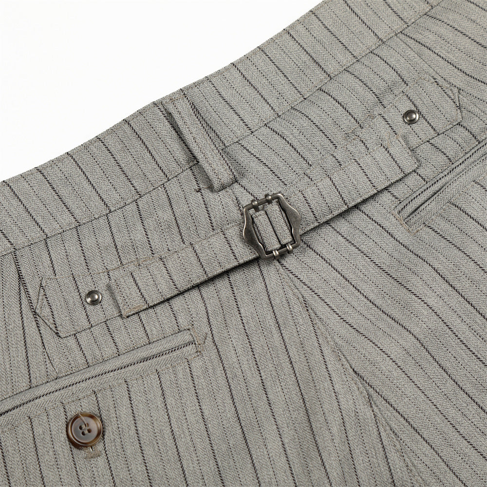DAXUEN Light grey wide-leg trousers with pinstripes