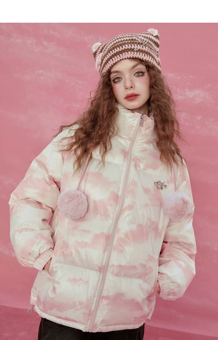 Oversize High-Neck White Duck Down Jacket